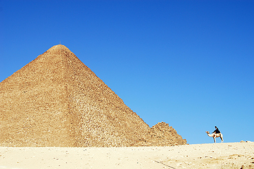 Man and pyramid